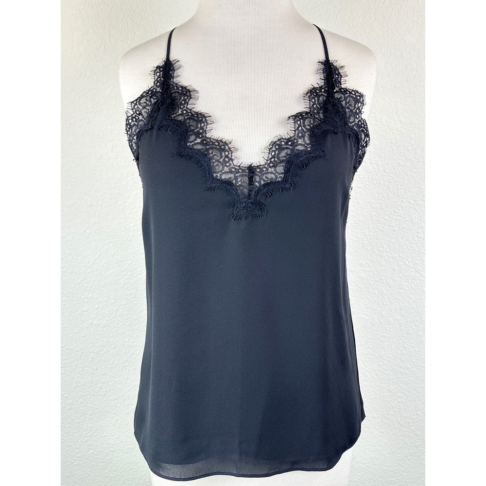 Socialite Black Lace Overlay Racerback Tank Cami Flowy Goth Indie Sleaze S‎